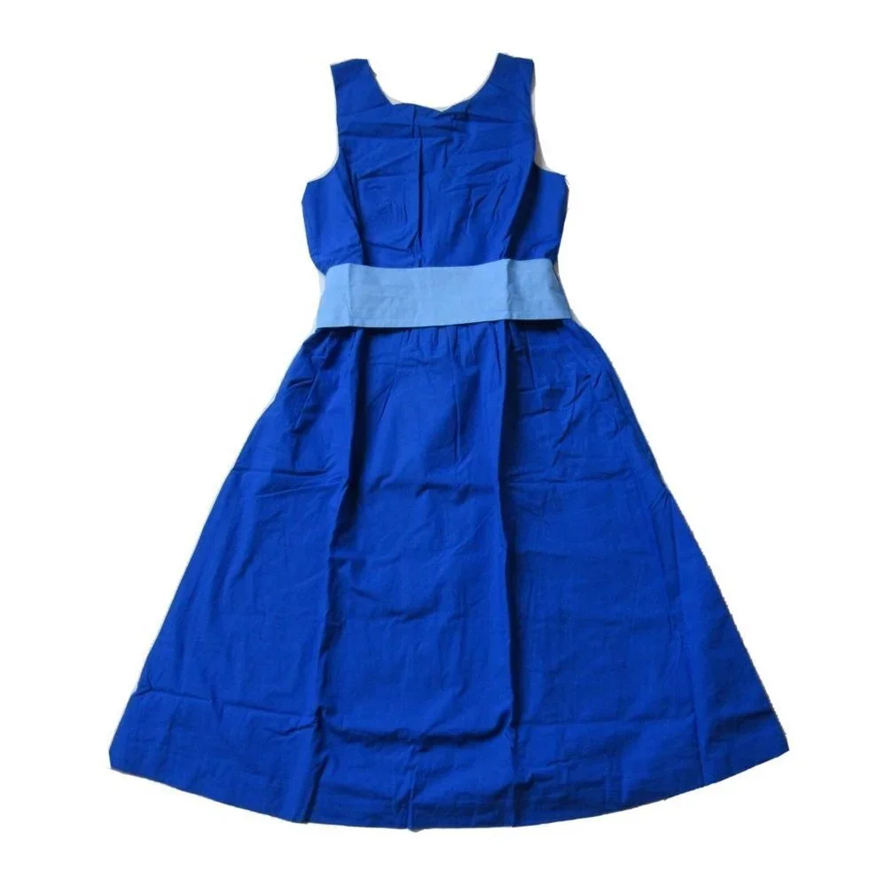 NWT J.Crew A-line Sash Tie Brilliant Sapphire Blue Belted Cotton Dress 2 $110